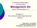 PowerPoint Presentation to Accompany Management, 9/e John R. Schermerhorn, Jr. Prepared by: Jim LoPresti University of Colorado, Boulder Published by: