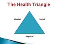 MentalSocial Physical. Physical Health: the conditions of a person’s body. A proper diet, exercise, and the right amount of sleep are examples of keeping.