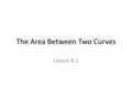 The Area Between Two Curves Lesson 6.1. When f(x) < 0 Consider taking the definite integral for the function shown below. The integral gives a ___________.