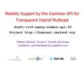 1 Mobility Support by the Common API for Transparent Hybrid Multicast draft-irtf-samrg-common-api-03 Project  Matthias Wählisch,