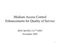 1 Medium Access Control Enhancements for Quality of Service IEEE Std 802.11e TM -2005 November 2005.