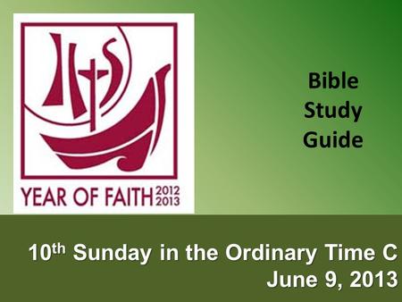 Bible Study Guide 10 th Sunday in the Ordinary Time C June 9, 2013.