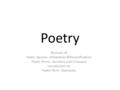 Poetry Revision of: Poetic devices- Alliteration &Personification. Poetic forms- Acrostics and Cinquains Introduction to: Poetic form- Diamante.