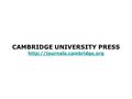 CAMBRIDGE UNIVERSITY PRESS