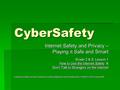 CyberSafety Internet Safety and Privacy – Playing it Safe and Smart Grade 2 & 3: Lesson 1 How to Use the Internet Safely & Don’t Talk to Strangers on.