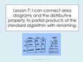 Lesson 7: I can connect area diagrams and the distributive property to partial products of the standard algorithm with renaming. 5th Grade Module 1 –