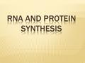 3 types:  mRNA – used in transcription  tRNA – used in translation  rRNA – makes up ribosomes Composed of nucleotides  5 carbon sugar = ribose  phosphate.