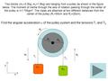 Two blocks (m 1 =2.5kg, m 2 =1.8kg) are hanging from a pulley as shown in the figure below. The moment of inertia through the axis of rotation passing.