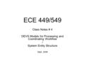 ECE 449/549 Class Notes # 4 DEVS Models for Processing and Coordinating Workflow / System Entity Structure Sept. 2008.