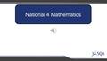 National 4 Mathematics Expressions and Formulae NumeracyRelationships N4.