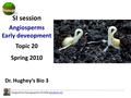 Designed by Pyeongsug Kim ©2008 SI session Angiosperms Early deveopment Topic 20 Spring 2010 Dr. Hughey’s Bio 3.