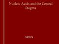 Nucleic Acids and the Central Dogma SJCHS. Review Function: Information storage Deoxyribonucleic Acid (DNA) Ribonucleic Acid (RNA) Monomer is a nucleotide;