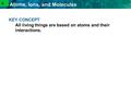 2.1 Atoms, Ions, and Molecules KEY CONCEPT All living things are based on atoms and their interactions. 4.