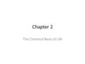 Chapter 2 The Chemical Basis of Life. – Carbon, hydrogen, oxygen, and nitrogen Make up the bulk of living matter Table 2.1.