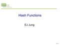 Slide 1 EJ Jung Hash Functions. Integrity checks.