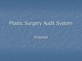 Plastic Surgery Audit System Proposal. Auditing System Customised database Customised database Aims Aims Accurate, relevant and secure auditing system.