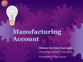 Manufacturing Account Minimum Knowledge Requirement Knowledge of Double Entry System Knowledge of Final Account.