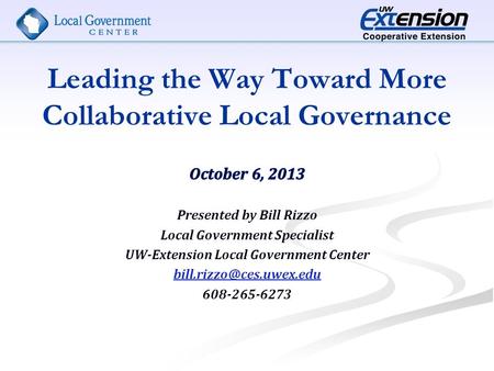 Leading the Way Toward More Collaborative Local Governance.