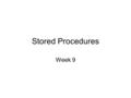 Stored Procedures Week 9. Test Details Stored Procedures SQL can call code written in iSeries High Level Languages –Called stored procedures SQL has.