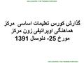 UNCLASSIFIED / FOR TRAINING PURPOSES گذارش کورس تعلیمات اساسی مرکز هماهنگی اوپراتیفی زون مرکز مورخ 25- دلوسال 1391.