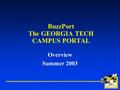 BuzzPort The GEORGIA TECH CAMPUS PORTAL Overview Summer 2003.