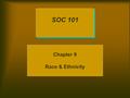 SOC 101 Chapter 9 Race & Ethnicity. Characteristics of Minority Groups  A minority group is one that is dominated by a more powerful group  Composed.