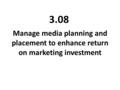 Manage media planning and placement to enhance return on marketing investment 3.08.