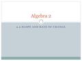 2.2 SLOPE AND RATE OF CHANGE Algebra 2. Warm-up Learning Targets Students should be able to…  Find slopes of lines.  Classify parallel and perpendicular.