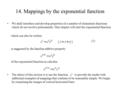 14. Mappings by the exponential function We shall introduce and develop properties of a number of elementary functions which do not involve polynomials.