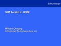 1 Schlumberger SIM Toolkit in GSM Wilson Cheung Schlumberger Technologies (Asia) Ltd. SIM Toolkit in GSM Wilson Cheung Schlumberger Technologies (Asia)