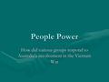 People Power How did various groups respond to Australia’s involvement in the Vietnam War.