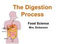 The Digestion Process Food Science Mrs. Dickerson.