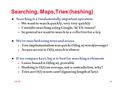 CPS 100 8.1 Searching, Maps,Tries (hashing) l Searching is a fundamentally important operation  We want to search quickly, very very quickly  Consider.