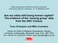 Paper presented at the BSPS Annual Conference, University of Kent at Canterbury, 12-14 September 2005 Are our cities still losing human capital? The evidence.