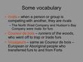 Some vocabulary rivals – when a person or group is competing with another, they are rivals –The North West Company and Hudson’s Bay Company were rivals.