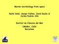 Marine microbiology from space Rafel Simó, Sergio Vallina, Jordi Dachs & Carles Pedrós-Alió Institut de Ciències del Mar CMIMA, CSIC Barcelona.