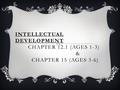 INTELLECTUAL DEVELOPMENT CHAPTER 12.1 (AGES 1-3) & CHAPTER 15 (AGES 3-6)