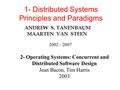 1- Distributed Systems Principles and Paradigms 2002 - 2007 2- Operating Systems: Concurrent and Distributed Software Design Jean Bacon, Tim Harris 2003.