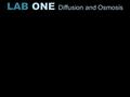 LAB ONE Diffusion and Osmosis. Background Concepts: diffusion & osmosis selectively permeable membranes water potential molarity LAB ONE Diffusion and.