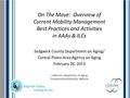 On The Move: Overview of Current Mobility Management Best Practices and Activities in AAAs & ILCs Sedgwick County Department on Aging/ Central Plains Area.