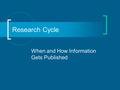 Research Cycle When and How Information Gets Published.