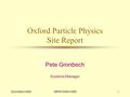 22nd March 2000HEPSYSMAN 20001 Oxford Particle Physics Site Report Pete Gronbech Systems Manager.