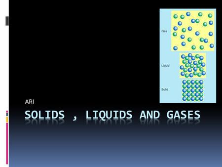 ARI. Solids Solids are those kind of things that have there own shape and cannot move around only animals and people. In solids the molecules are tightly.