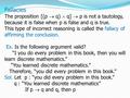 Fallacies The proposition [(p  q)  q]  p is not a tautology, because it is false when p is false and q is true. This type of incorrect reasoning is.