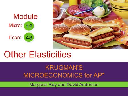 KRUGMAN'S MICROECONOMICS for AP* Other Elasticities Margaret Ray and David Anderson Micro: Econ: 12 48 Module.