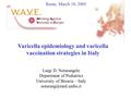 Varicella epidemiology and varicella vaccination strategies in Italy Rome, March 18, 2005 Luigi D. Notarangelo Department of Pediatrics University of Brescia.