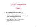 1 CSC 321: Data Structures Fall 2013  Java review (or What I Expect You to Know from 222)  class, object, fields, methods, private vs. public, parameters.