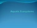 WATER! 75% of the Earth’s surface is covered with water 70% of the Earth’s surface is the ocean These aquatic ecosystems can be divided into many different.