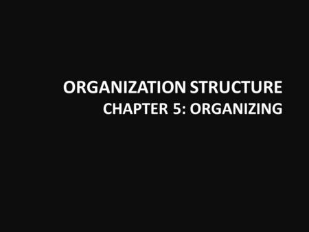 ORGANIZATION STRUCTURE CHAPTER 5: ORGANIZING. Functional Structure.