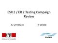 ESR 2 / ER 2 Testing Campaign Review A. CrivellaroY. Verdie.